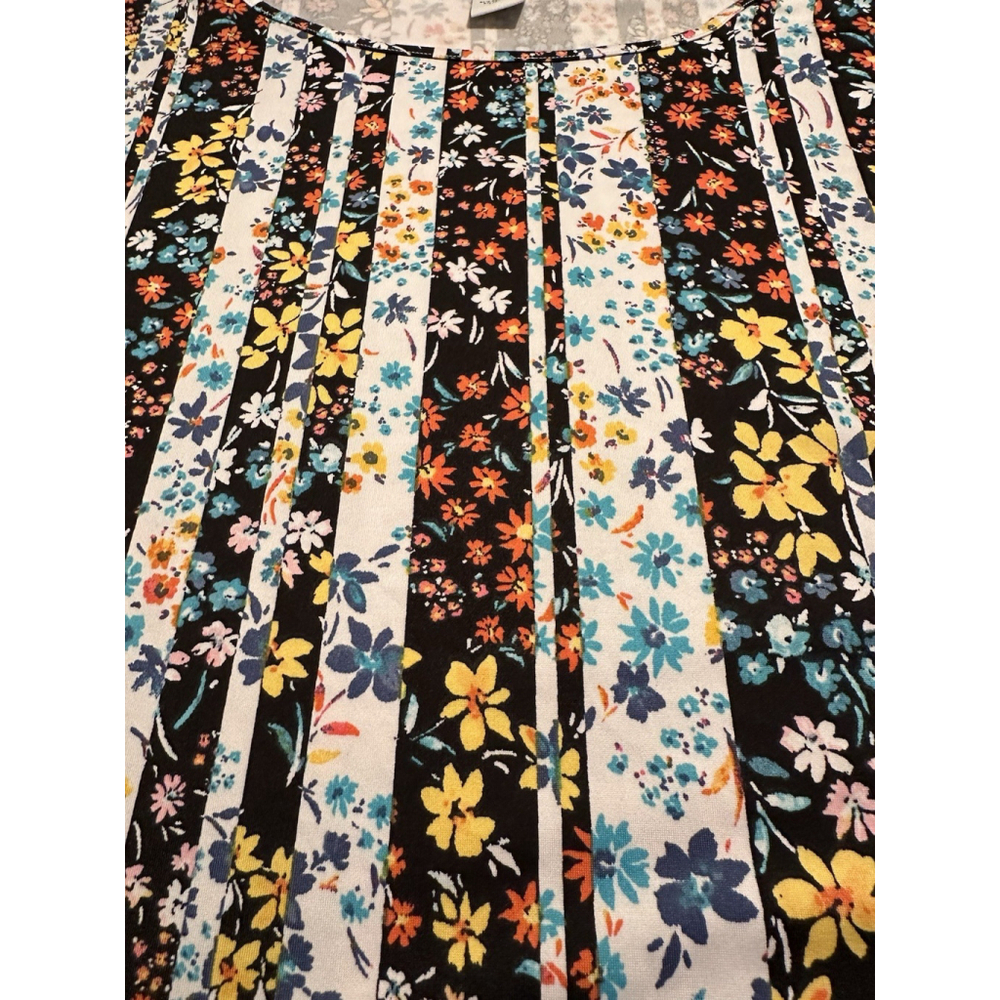 Larky Lark Floral Tunic Blouse Lace Hem Womens 1X Multicolor Short Sleeves - Picture 12 of 17